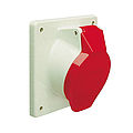 Panel socket angled 32A 5P 4h with flange 110x110mm