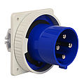 Waterproof panel appliance inlet straight 125A 4P 9h with screwed flange 130x130mm and pilot contact