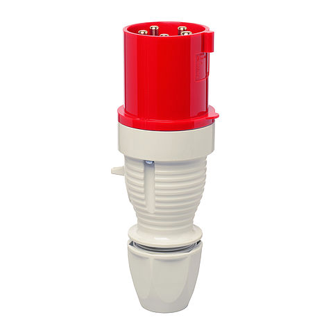 Plug 63A 5P 6h with external cable gland and pilot contact for harsh environments