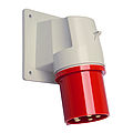 Panel appliance inlet angled 63A 3P 9h with screwed flange housing 114x114mm and pilot contact