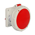 Waterproof panel socket straight 63A 5P 6h with flange 107x100mm with pilot contact