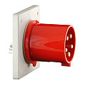 Panel appliance inlet straight 63A 5P 6h with screwed flange housing 118x118mm and pilot contact
