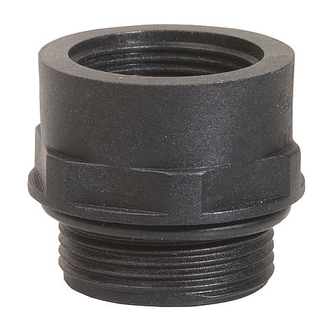 Reducing adapter from M32 to M20, black plastic