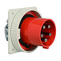 Panel appliance inlet straight 125A 5P 6h with screwed flange 130x130mm and pilot contact