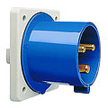 Panel appliance inlet straight 32A 3P 6h with screwed flange 80x80mm