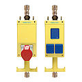Plastic suspension-type combination In: 16A with one CEE outlet 16A, 3 isolated ground receptacles, connection up to 6 qmm 5P and compressed air connection