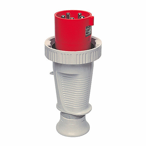 Waterproof plug 63A 3P 3h with cable gland and pilot contact