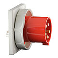 Panel appliance inlet straight 63A 5P 6h IP67 with screwed flange housing 118x118mm and pilot contact