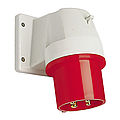 Panel appliance inlet angled 63A 4P 4h with screwed flange housing 114x114mm and pilot contact