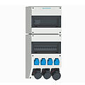 Kunststoff-Steckdosenkombination In: 63A mit einem RCD TypA, 7 MCBs, NEO CEE Abgänge 1x 32A u. 2x16A, 4 Schukos und Klemmsatz K25 10P