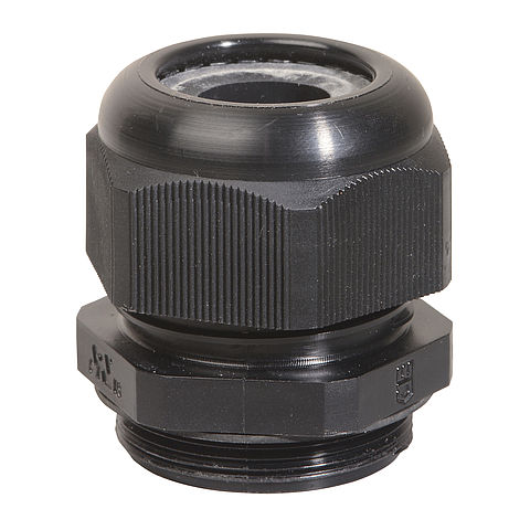 Cable gland M20 with thread, black plastic