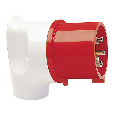 MONDO angled plug 32A 4P 6h with back part in pure white