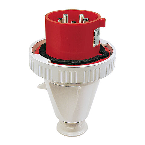 Waterproof plug 125A 5P 6h with cable gland and pilot contact for harsh environments
