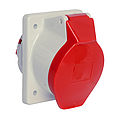 Panel socket angled 16A 5P 6h with flange 85x75mm for harsh environments